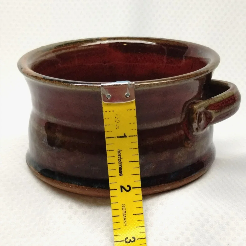 Donn Zver Studio Pottery Crock Bowl Red Glaze Lug Handles 4-Inch Troy Ontario